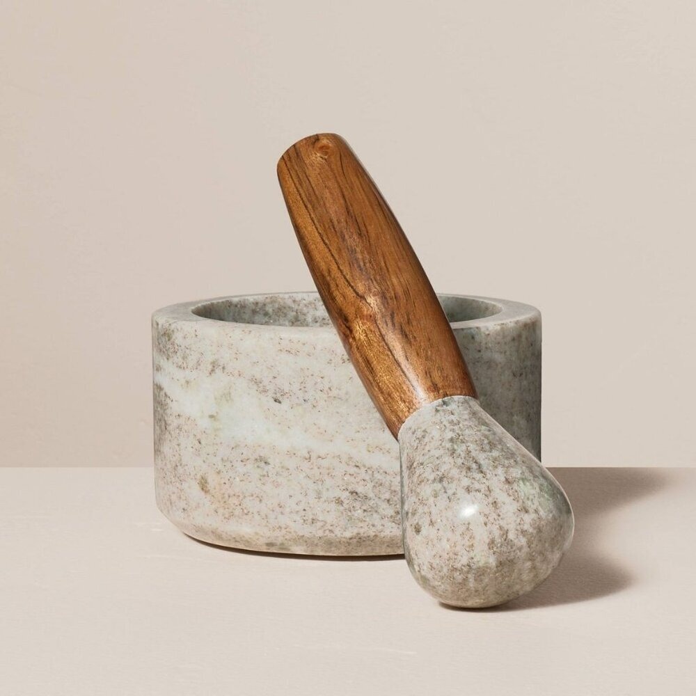 Marble & Wood Mortar and Pestle Set‎ Warm Gray - Hearth & Hand Magnolia, Target